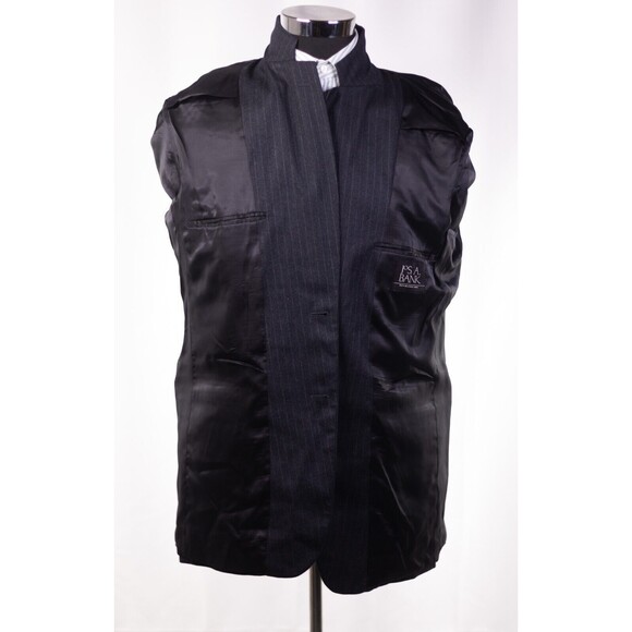 Jos A Bank Gray striped 2-piece suit men size 42L Pleated pants sz - Picture 15 of 16